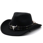 Multicolor Bull Gead Western Cowboy Hat Woolen Jazz Hat